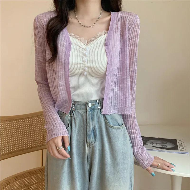 Cardigan à manches longues pour femmes, T-shirt à col en V, T-shirt mince, Superposition simple, Déc