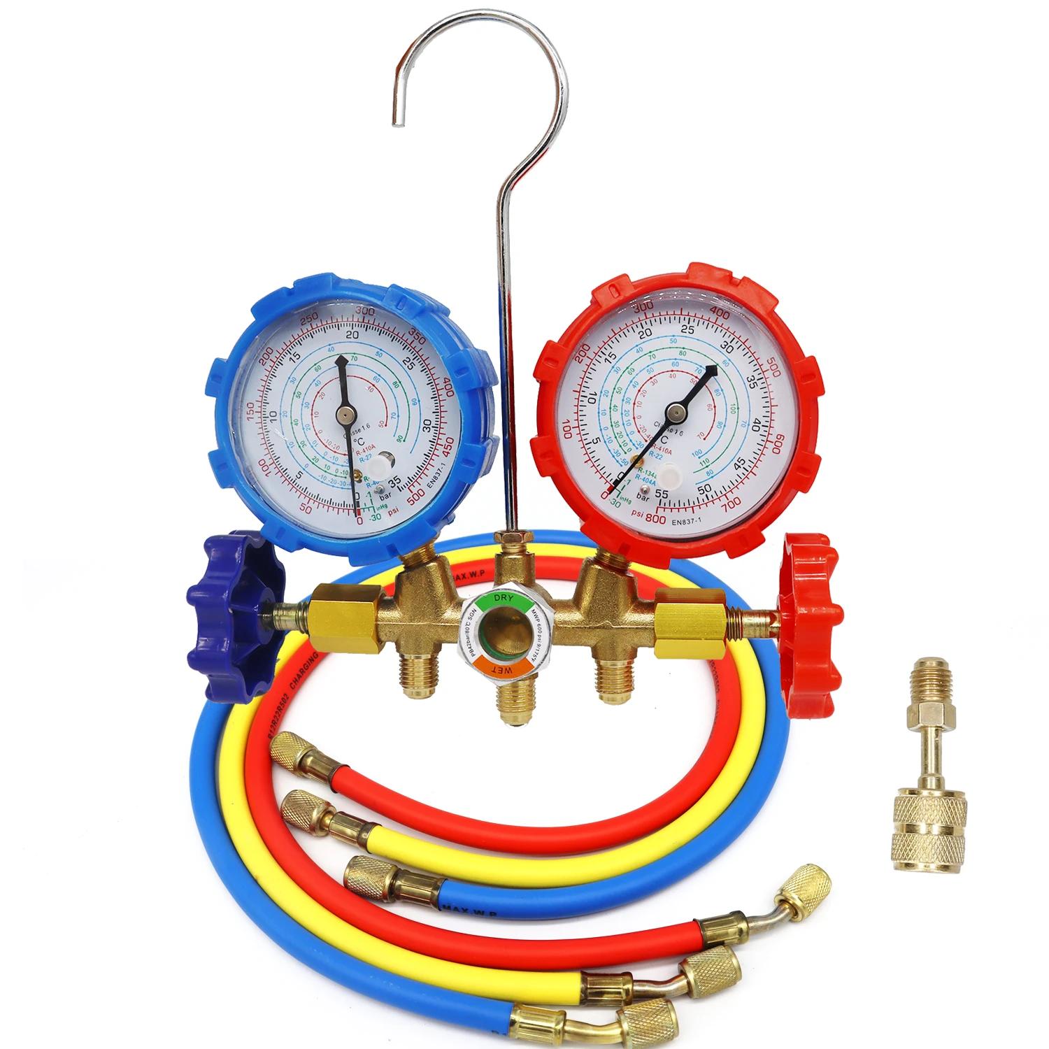 Ensemble de jauges de collecteur de réfrigérant, outil de Diagnostic de climatisation, tuyau à croch