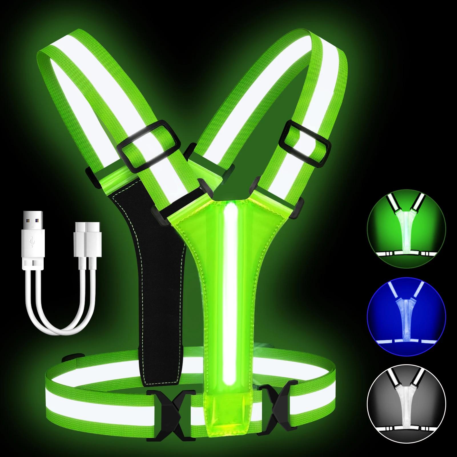 Gilet réfléchissant LED, équipement de course, gilet lumineux LED Rechargeable par USB, feux de cour