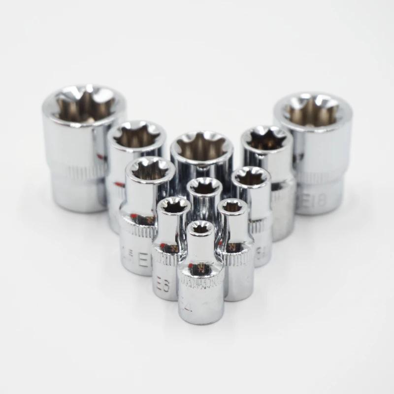 Jeu de douilles étoile 1/4 "3/8", 11 pièces, tête de clé à douilles femelle de Type E E4 E5 E6 E7 E8