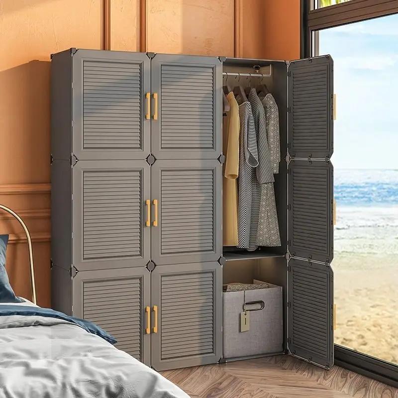 Armoire de Rangement Pliable et Anti-Poussière, Meuble de Chambre à Coucher, Assemblez des Vêtements