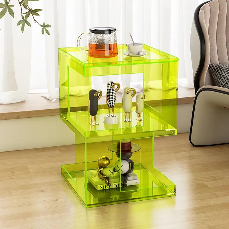 Table d'appoint de canapé en acrylique minimaliste, organisateur d'angle créatif, support de rangeme
