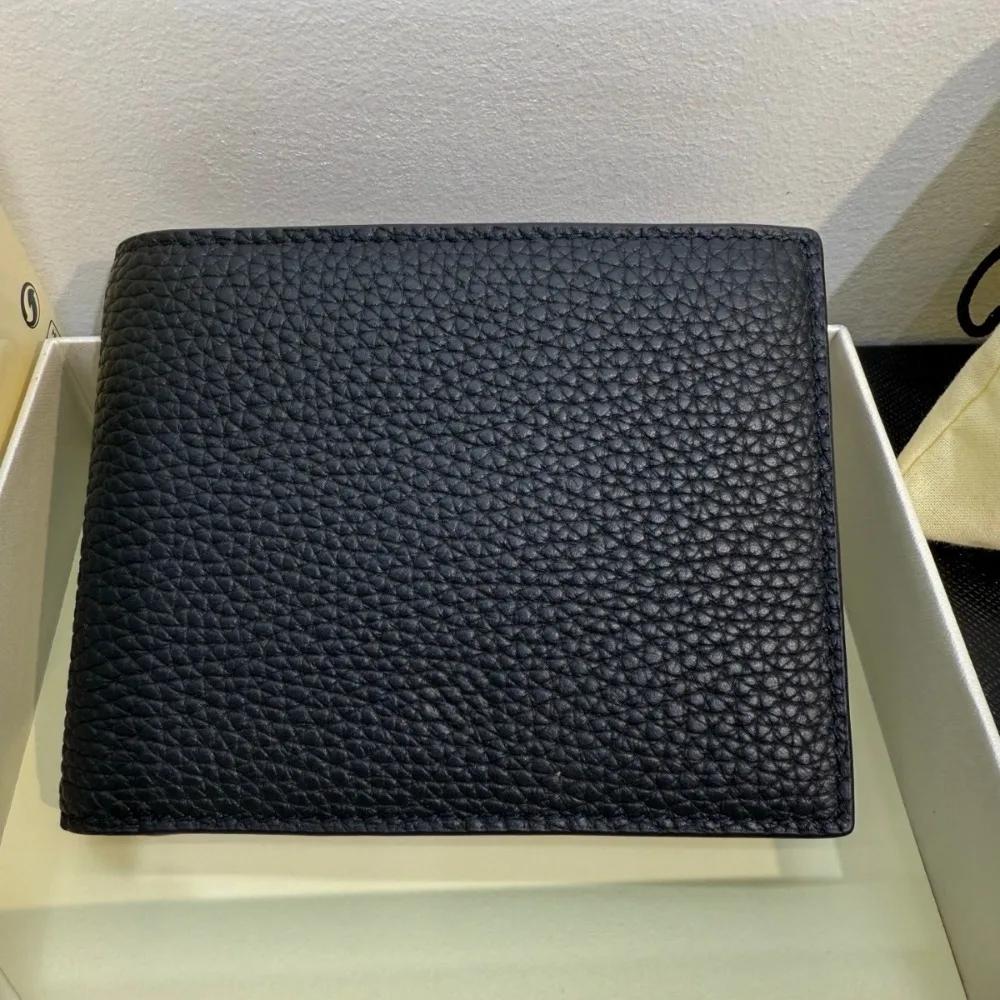 Portefeuille court de luxe pour homme, portefeuille à deux volets, marque de créateur, texture en cu