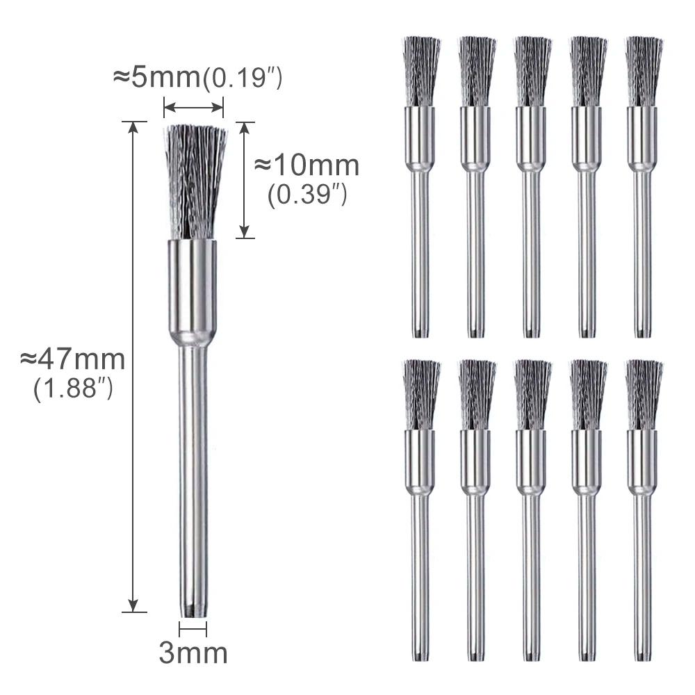 CMCP – jeu de brosses à roue en fil d'acier, tige de 3.0mm pour outil rotatif Dremel, outil de polis