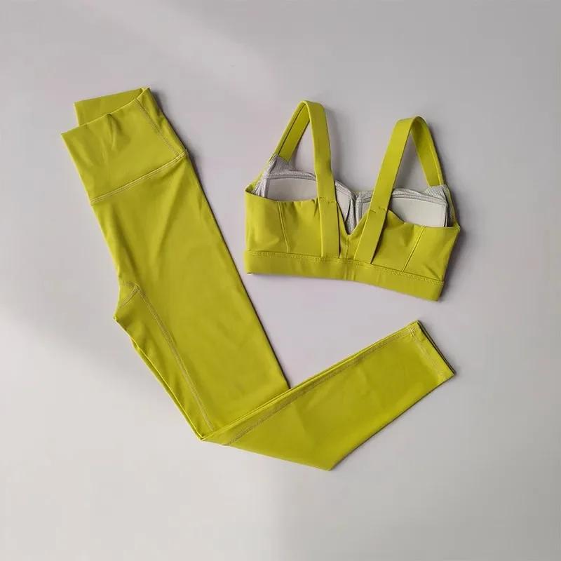 Soutien-gorge de yoga sans coutures femme - Ensemble sportif avec leggings taille haute fitness