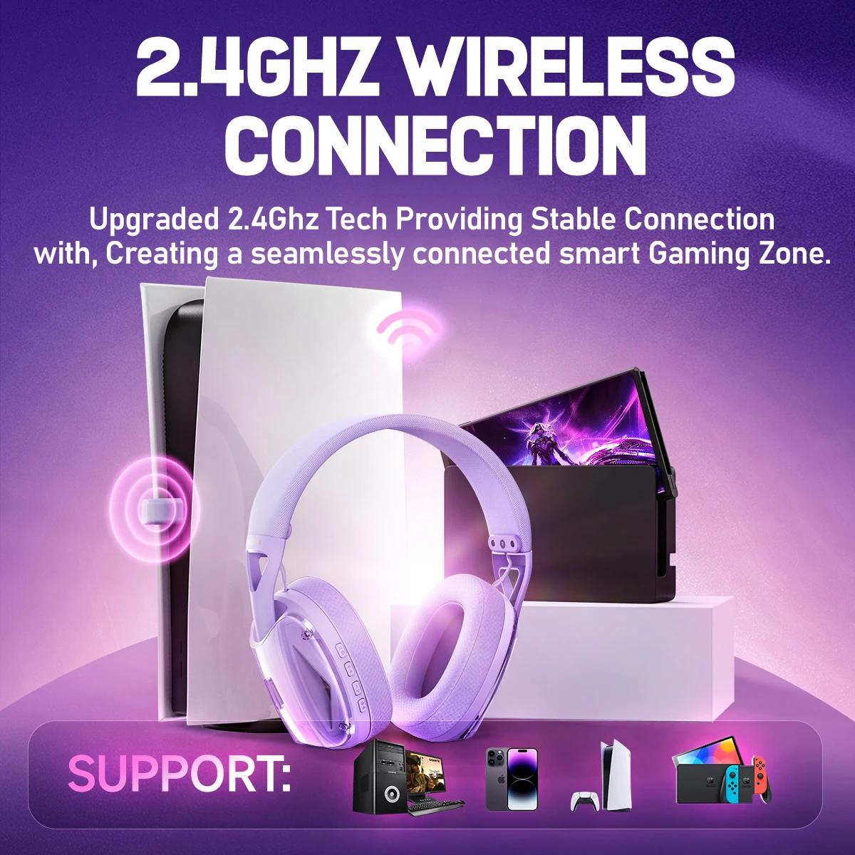 Picun-Casque de jeu sans fil G1 2.4GHz, son surround 3D, audio spatial, casque micro HD ENC pour jou