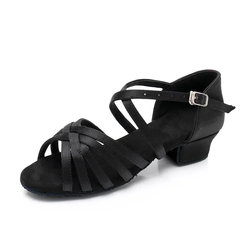 Chaussures danse latine enfants adultes - Baskets fond souple talon moyen 3,5 cm salon filles