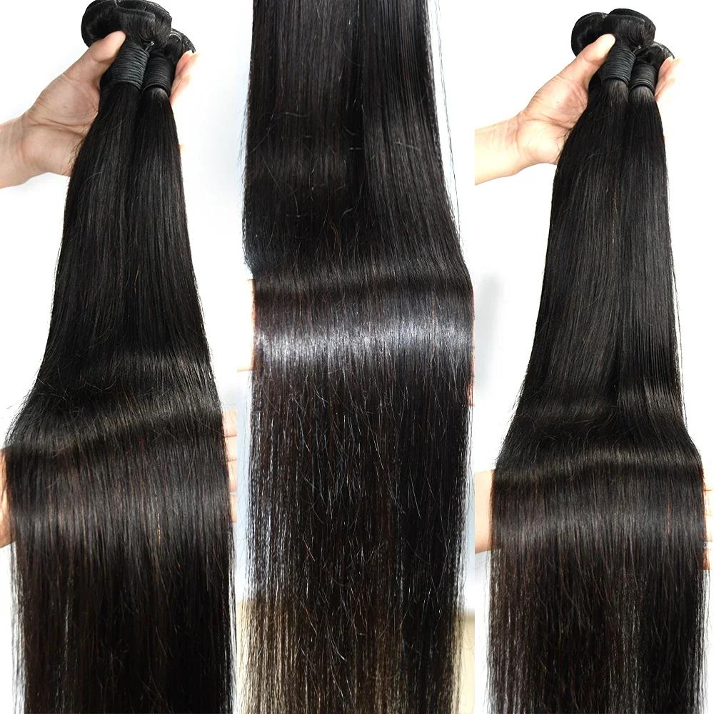 Queenlike 38 40 pouces paquets de cheveux humains droits 12A cheveux bruts brésiliens 1/3/4 paquets
