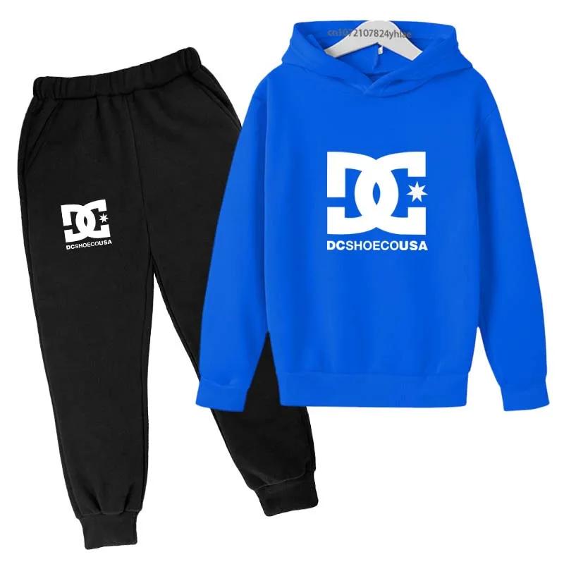 Enfants printemps automne décontracté Simple imprimé 2 pièces sweat à capuche + pantalon survêtement