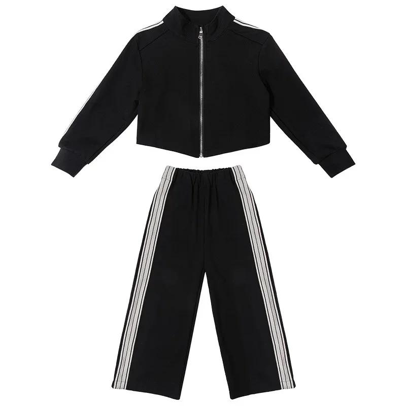 Ensembles décontractés à la mode pour filles, costumes de sport pour enfants, veste à manches longue