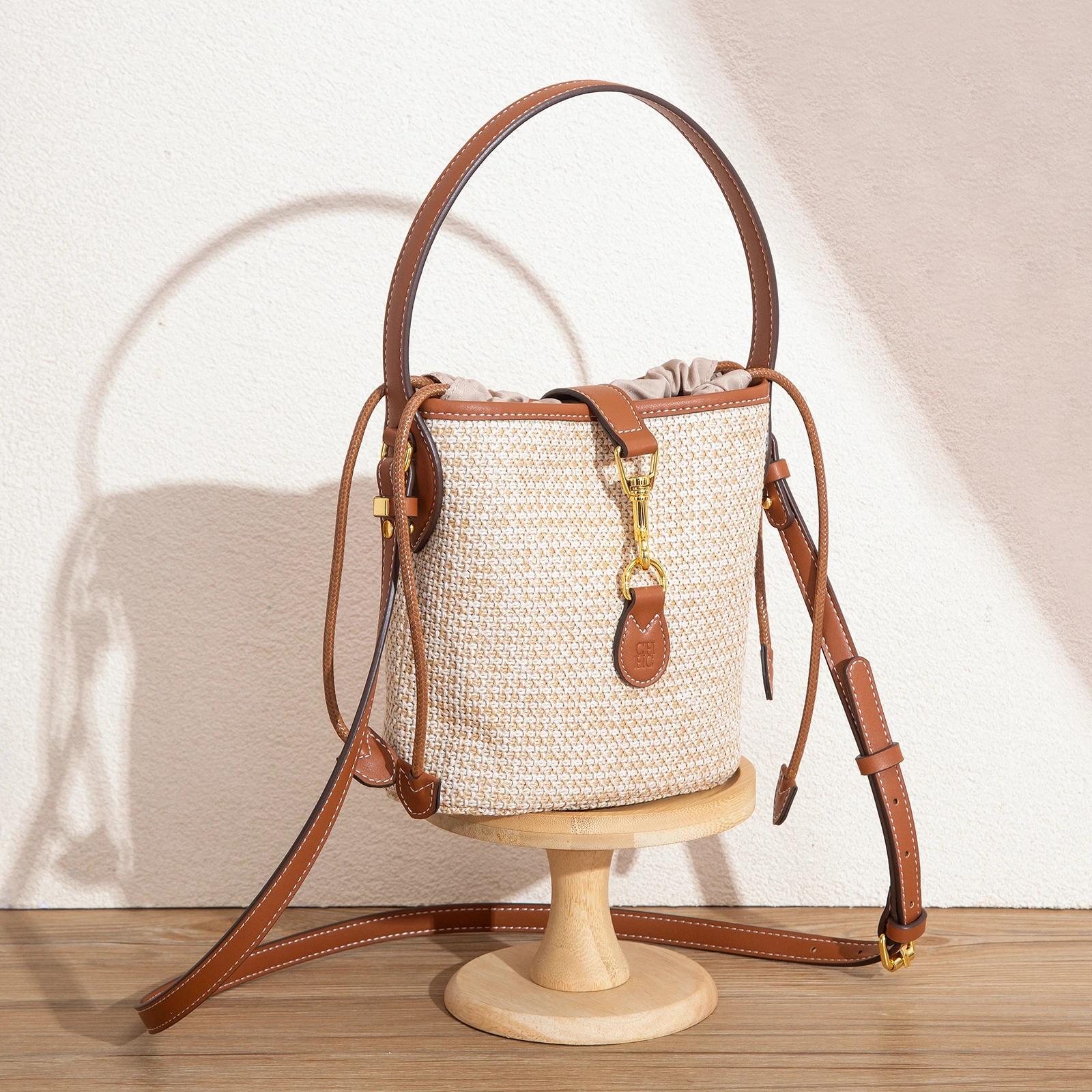 CHCH sac à bandoulière pour femme été nouveau PP herbe tissé sac à main sac de téléphone de vacances