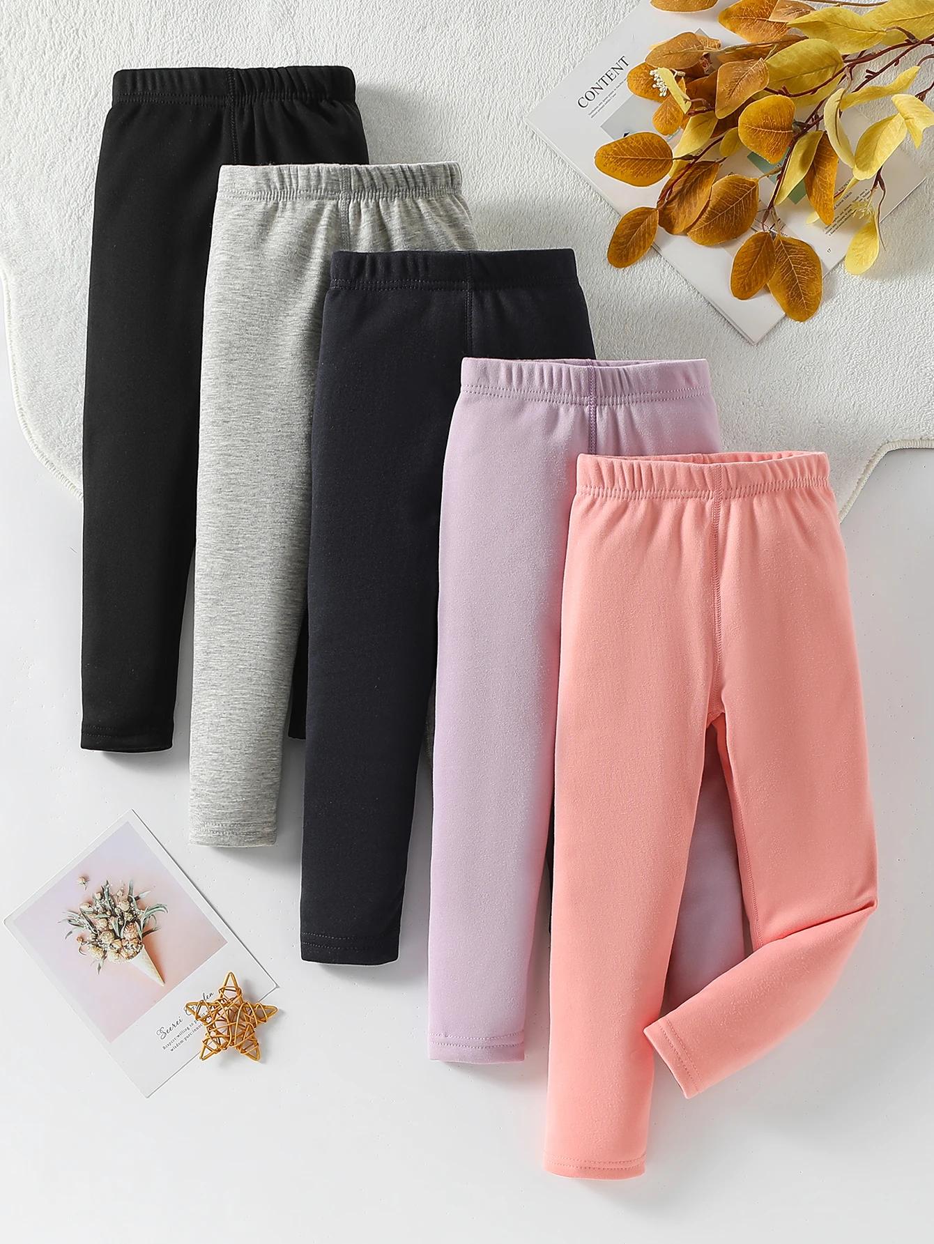 Leggings chauds épais de couleur unie pour enfants, 3/1 pièces, pour garçons et filles, sport et déc