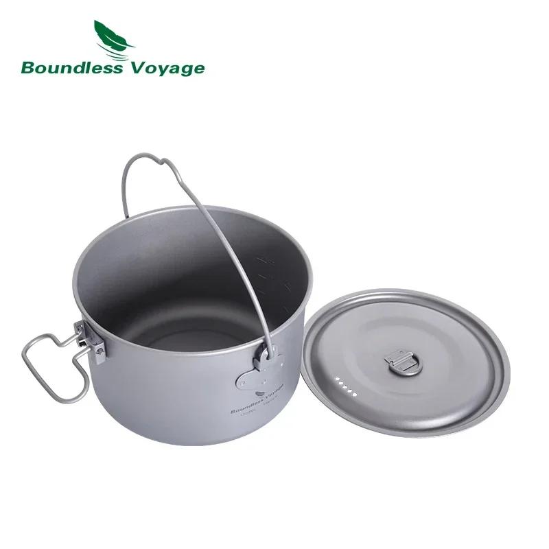 Boundless Voyage-Casseroles de cuisine en titane avec poignée, bouilloire de randonnée, ustensiles d