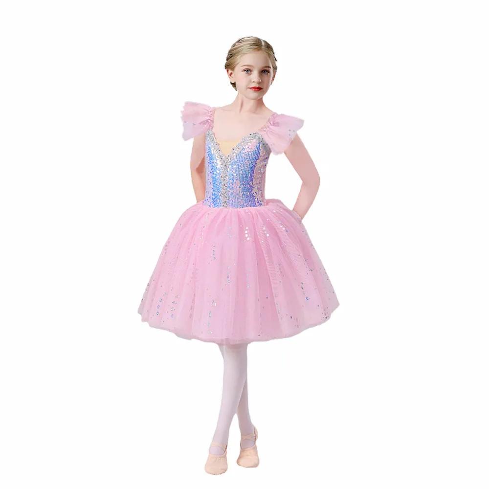 Robes de danse pour filles, robes de ballet pour enfants, robes de danse à paillettes pour filles, c