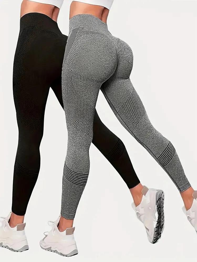 2 pièces Hip Lift Yoga Leggings Exercice taille haute ventre Tuck respirant Hp Lift Pantalon