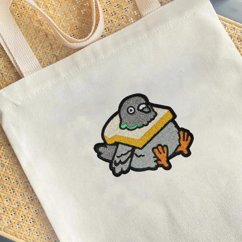 Patch brodé avec adhésif chaud, colombe avec toast, thermocollant, écusson à coudre pour vêtements,