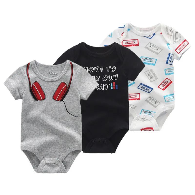 Kiddiezoom Lot de 3 Bodys Bébé Unisexe à Manches Courtes en Coton Doux 100% avec Motifs de Dessins A