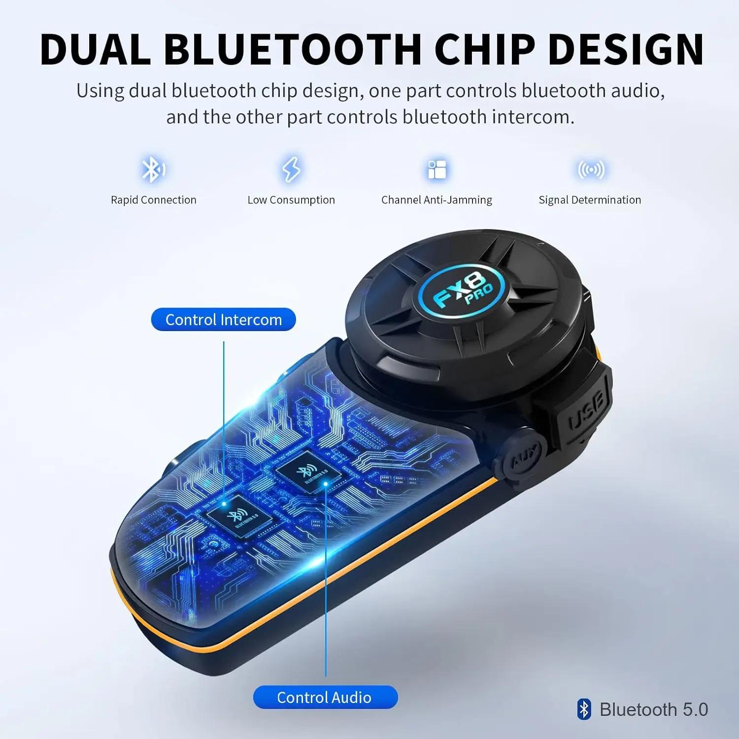 Fodsports FX8 Pro Interphone casque de Moto casques 8 coureurs double Bluetooth Intercomunicador Mot