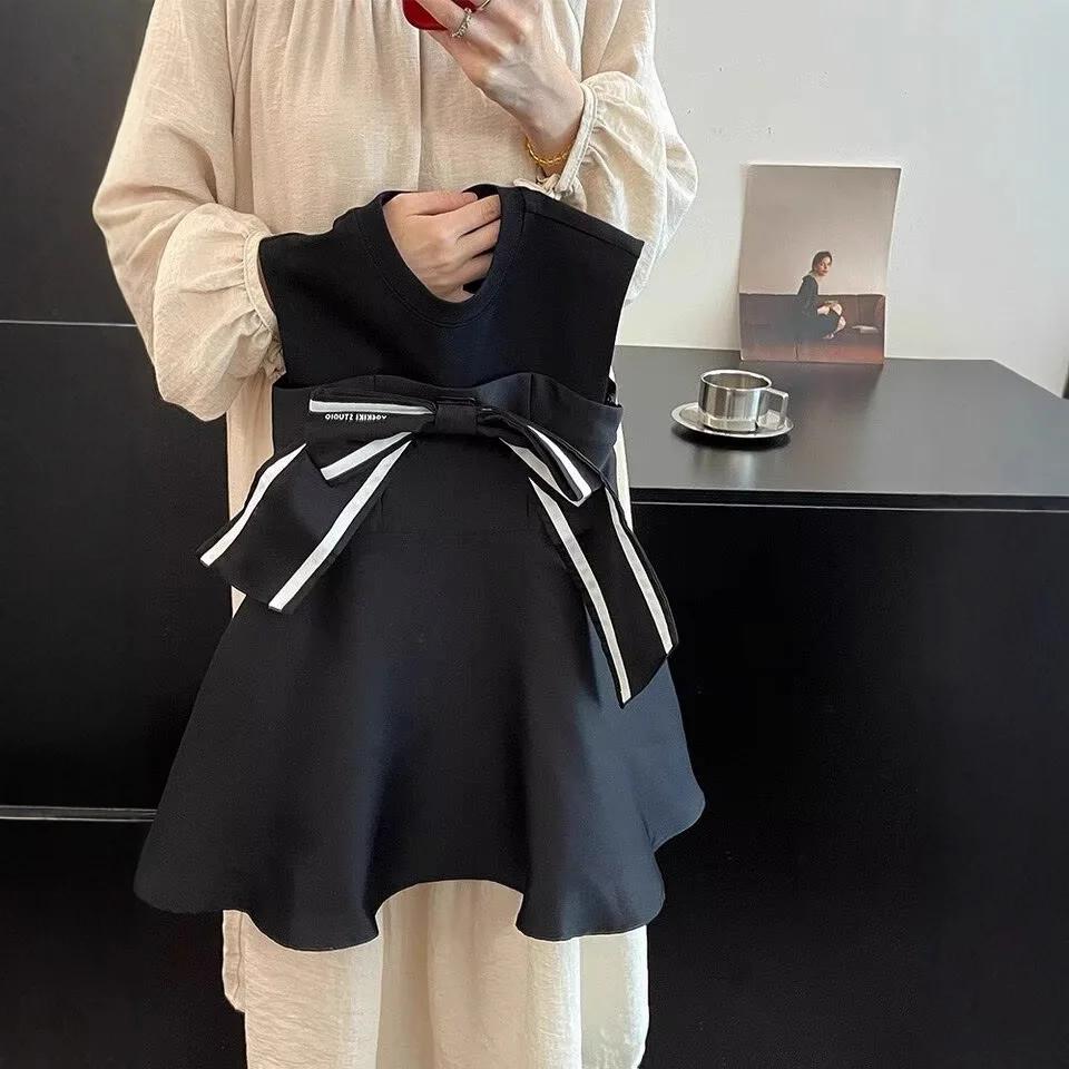 Robe d'été vintage rayée sans manches pour bébé fille, avec nœud et fronces, pour enfant de 1 à 8 an