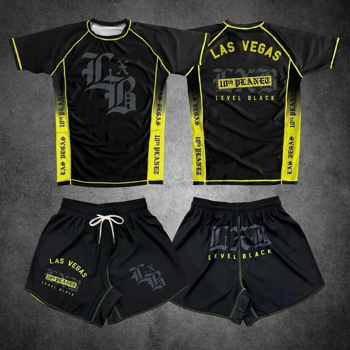 Ensemble de sport Rash Guard V1 LXB AJJ à séchage rapide, Levelxblack RANKED V2 NIVEL NEGRO, maillot
