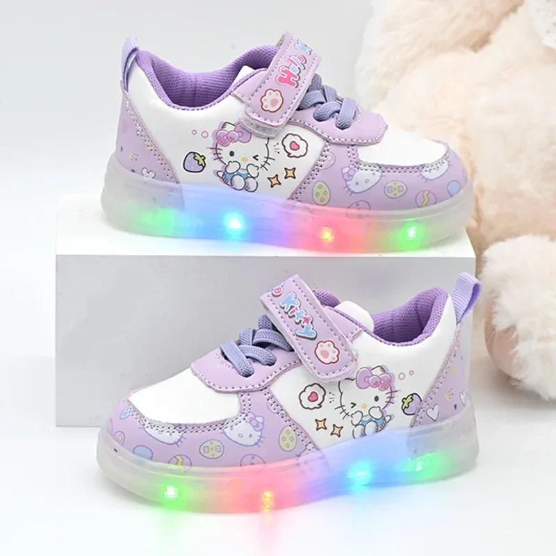 Chaussures décontractées d'été 2026 pour enfants, filles, à LED, motif dessin animé, en cuir PU, mod