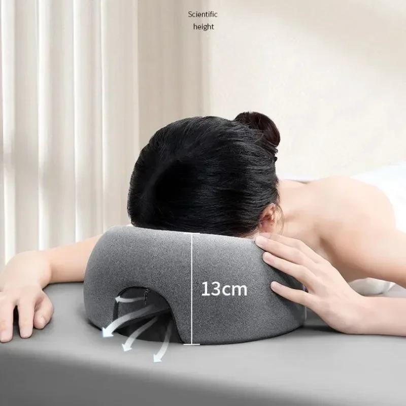 Oreiller de massage ergonomique pour salon de beauté, mousse à mémoire de forme, soutien-tête respir