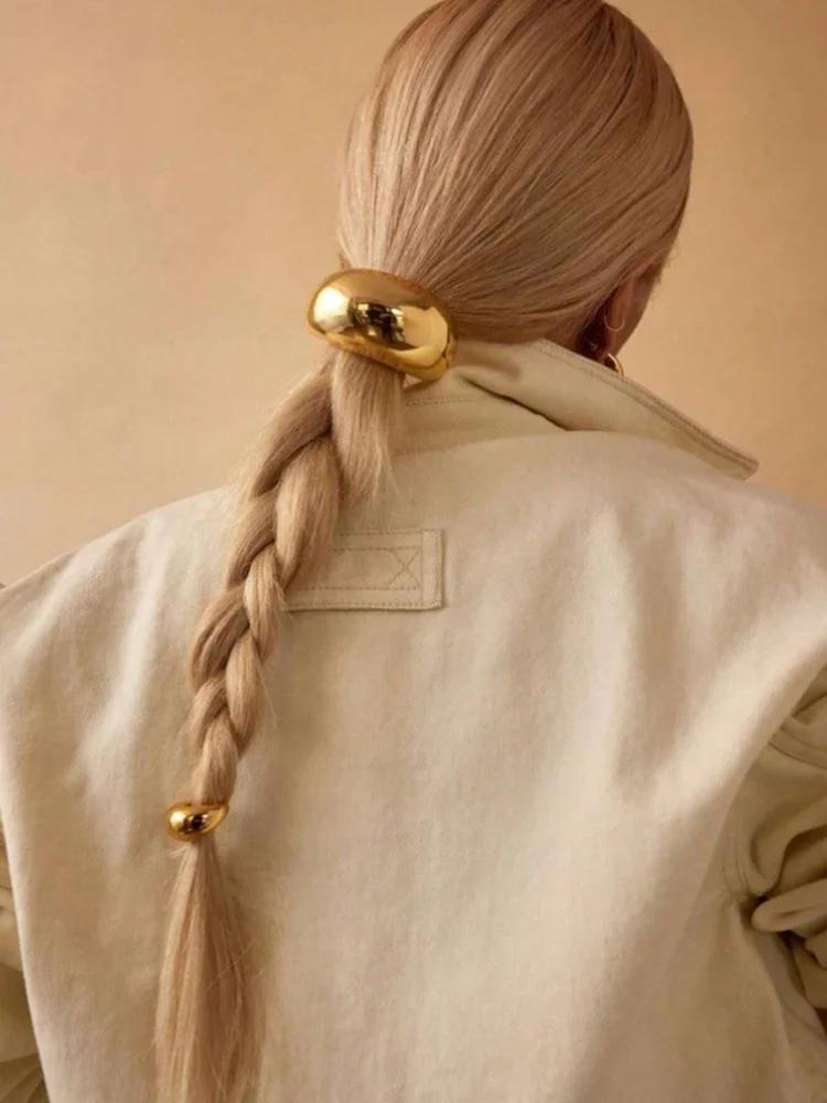 1pc à la mode Punk géométrique métal bandeau queue de cheval cheveux Scrunchie pour les femmes Simpl