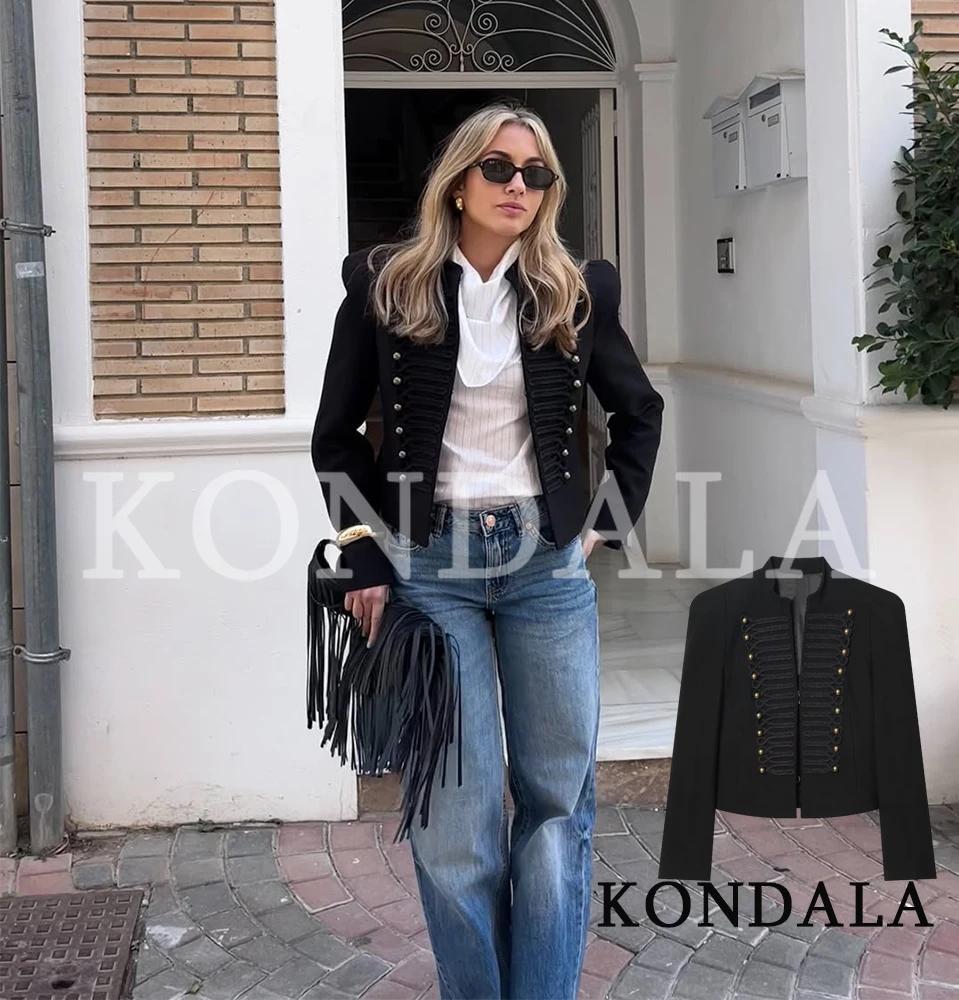 KONDALA Veste Slim Vintage Femme 2026 Nouvelles Tendances Printemps Vestes Napoléon Élégantes pour D