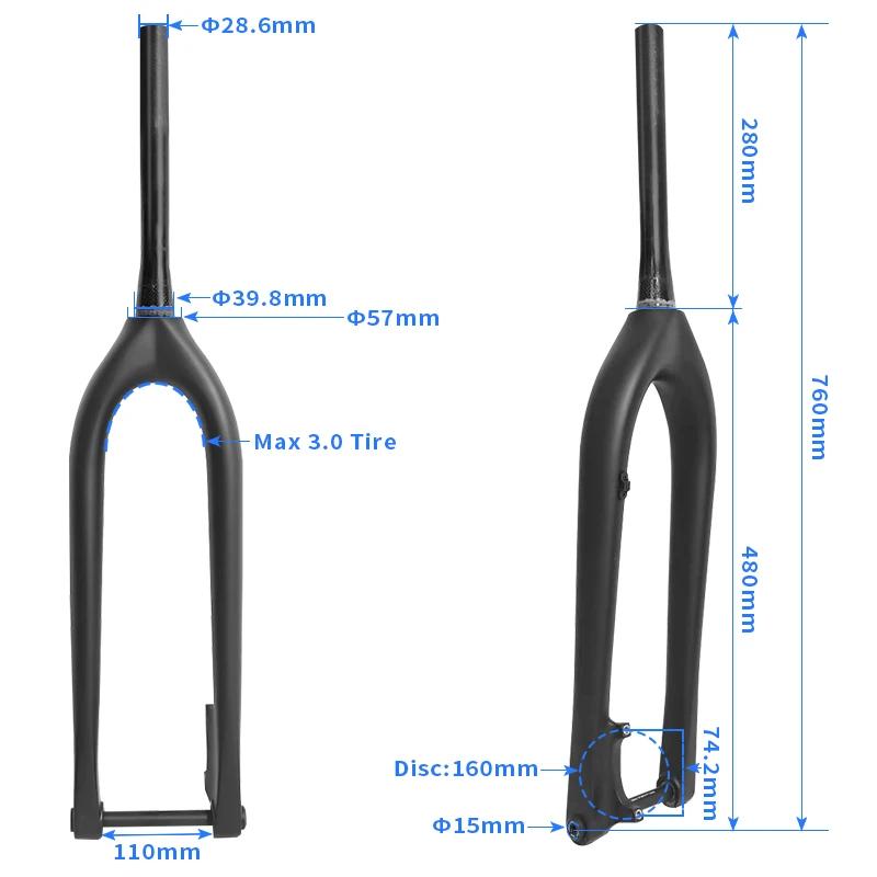 BXT 29er carbone vtt fourche Boost 110*15mm frein à disque fourche de vélo 29 "pouces conique 1-1/8