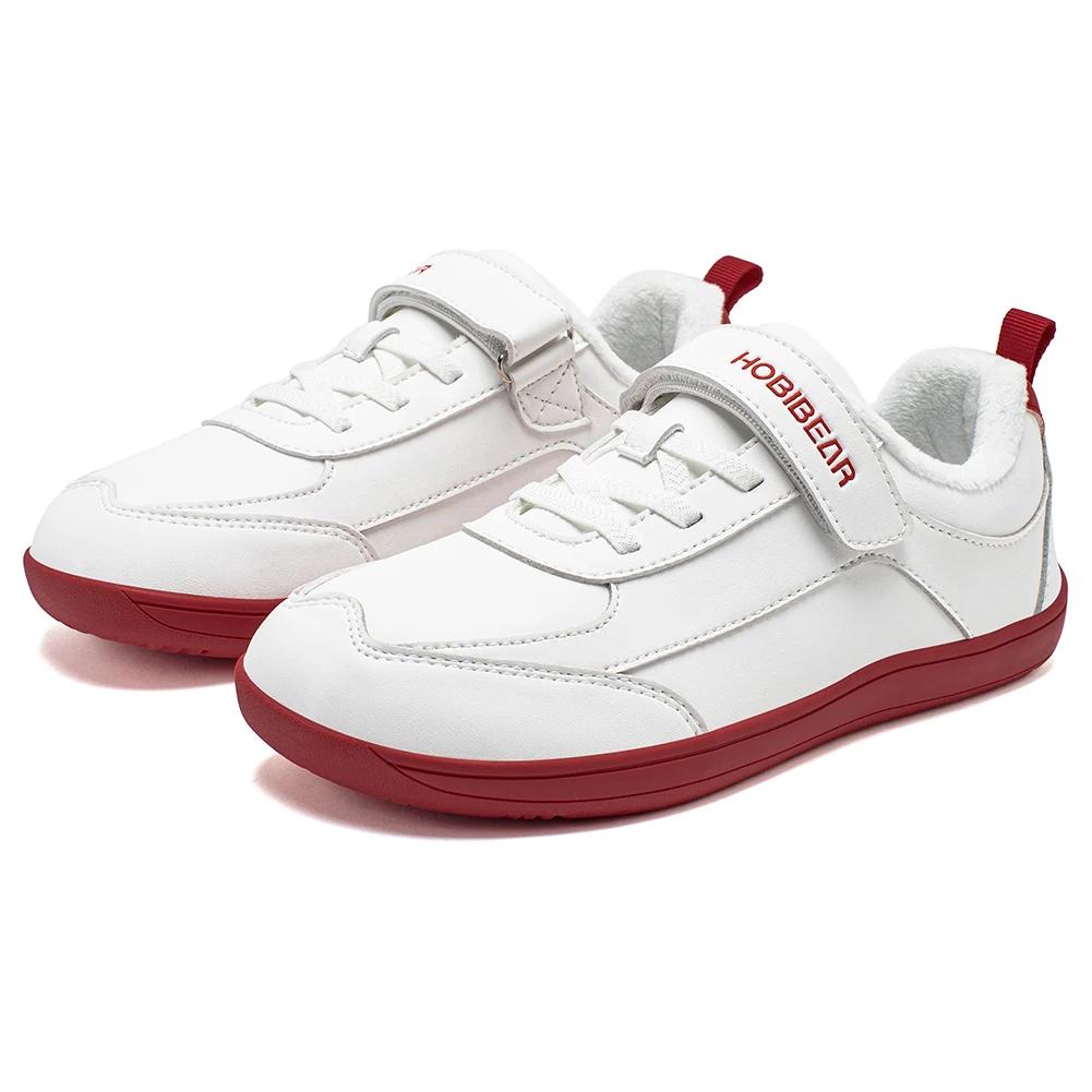 HOBIBEAR enfants fausse fourrure doublé pieds nus chaussures hiver large orteil boîte en cuir artifi