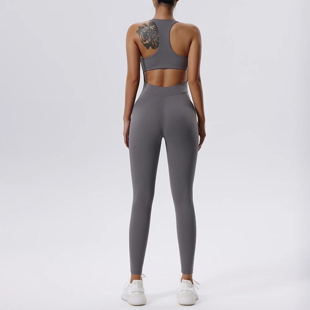 Combinaison de yoga dos nu sexy pour femmes, combinaisons de batterie d'entraînement sportif, barbot