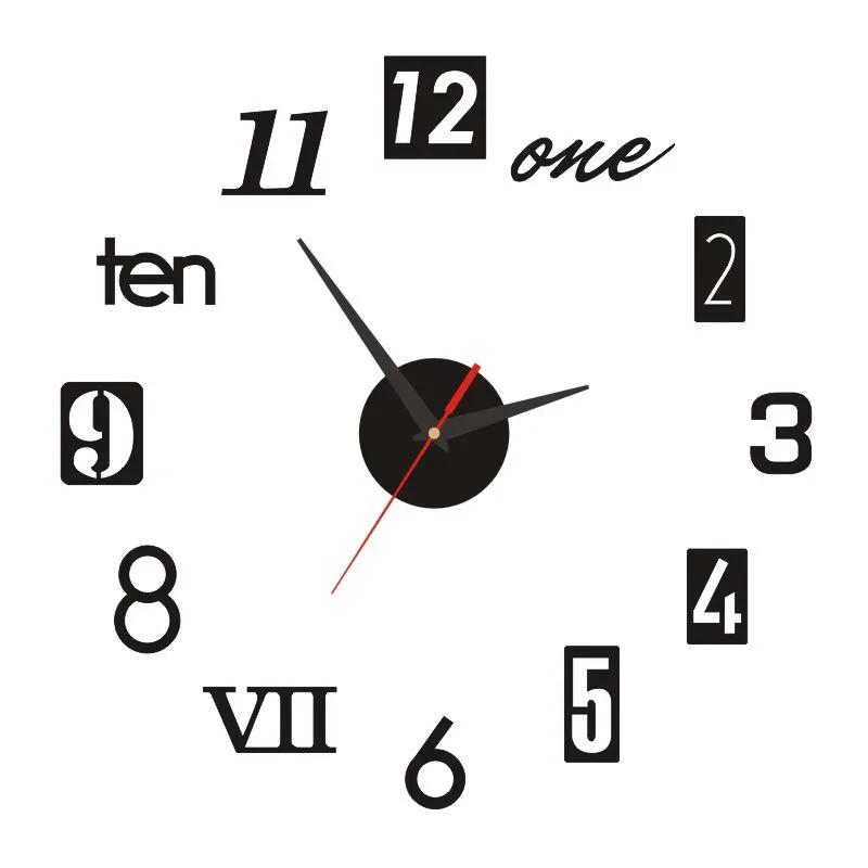 Horloge murale autocollante en chiffres romains, miroir acrylique, horloges à quartz, montre bricola