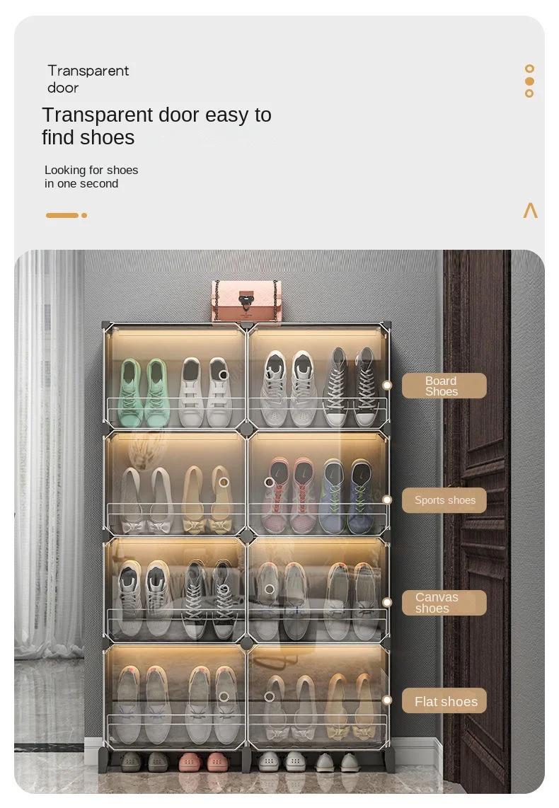 Boîte de rangement multicouche transparente pour chaussures, armoire de salon, étagère de couloir, m