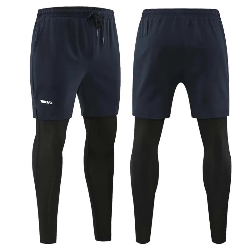Pantalons de course pour hommes collants de Sport de Compression 2 en 1 Leggings de Fitness à séchag