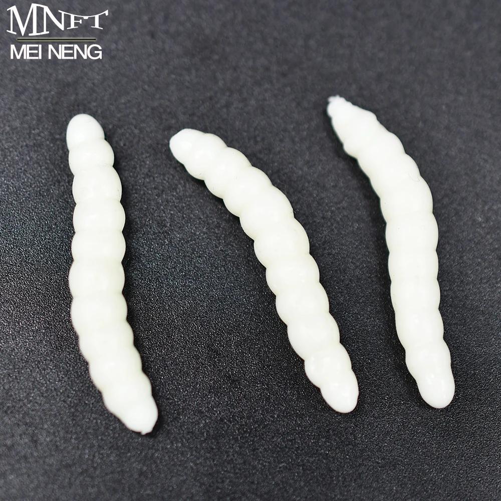 MNFT 40 pièces 3.8 cm 0.6g vers de pêche au bar leurres vert/blanc Silicone souple mouche appâts pai