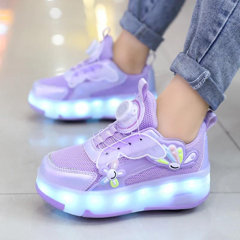 Chaussures de course respirantes pour filles, nouveau style élégant princesse Flash light, patins à