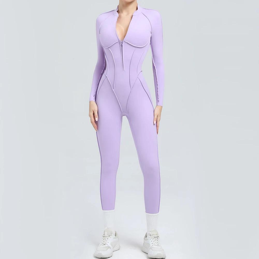Fitness à manches longues sport combinaison Yoga costume ensemble de gymnastique body femmes vêtemen