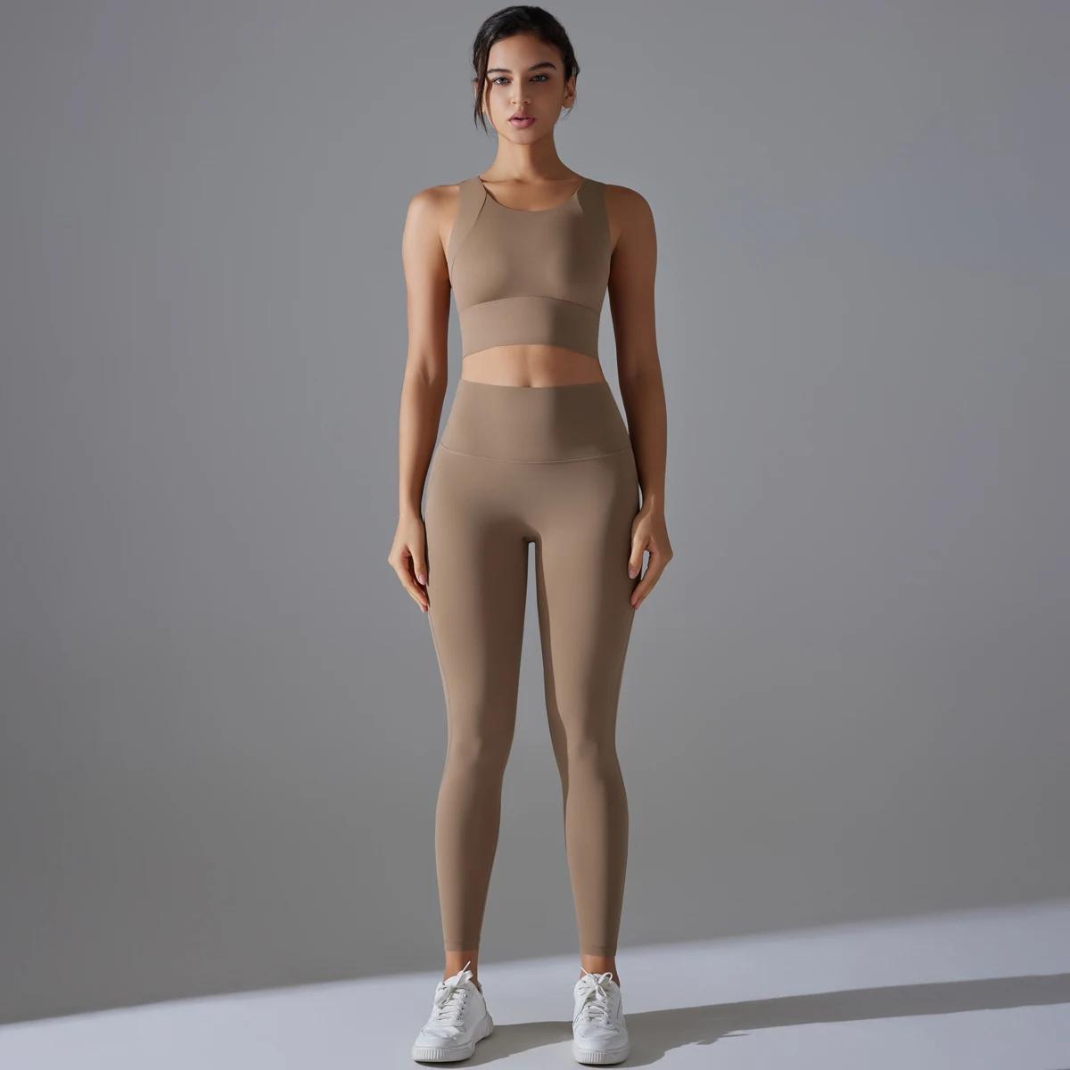 Ensemble de Yoga survêtement femme Fitness haut court antichoc soutiens-gorge de sport Yoga Gym pant