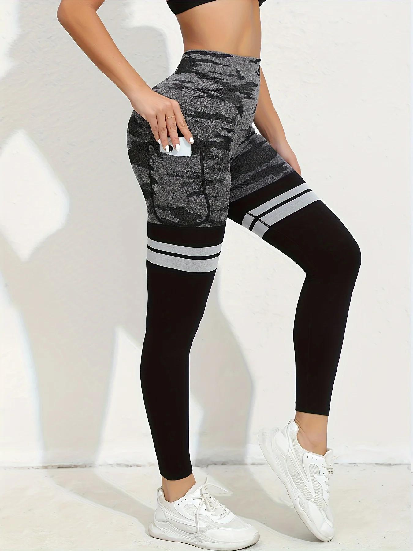 Leggings de levage de fesses rayés taille haute pour femmes – Pantalon serré de yoga sans couture po