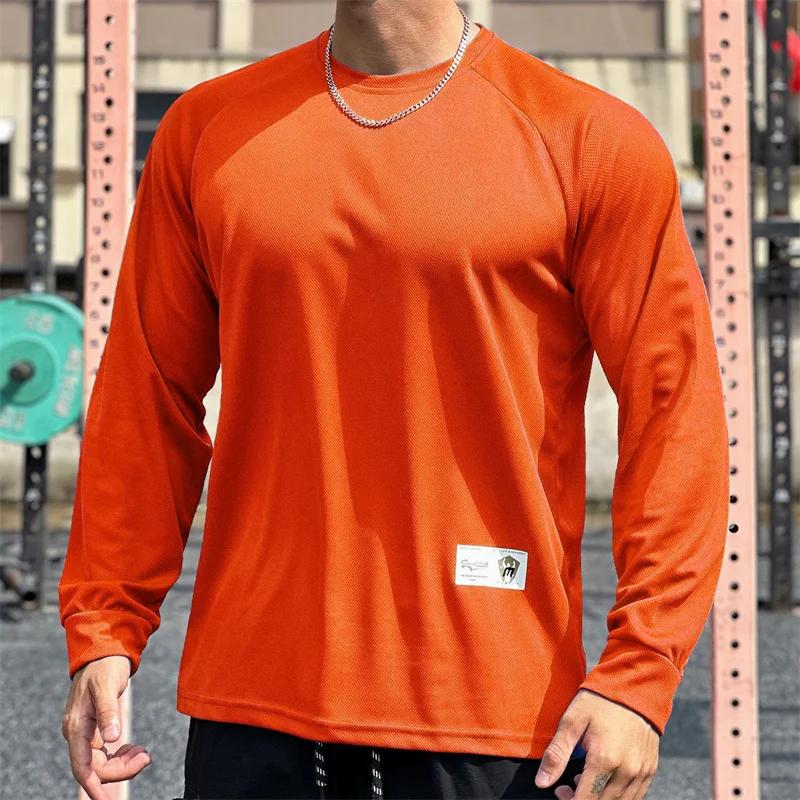 T-shirt sport homme manches longues automne - Maille respirante fitness running entraînement haute qualité