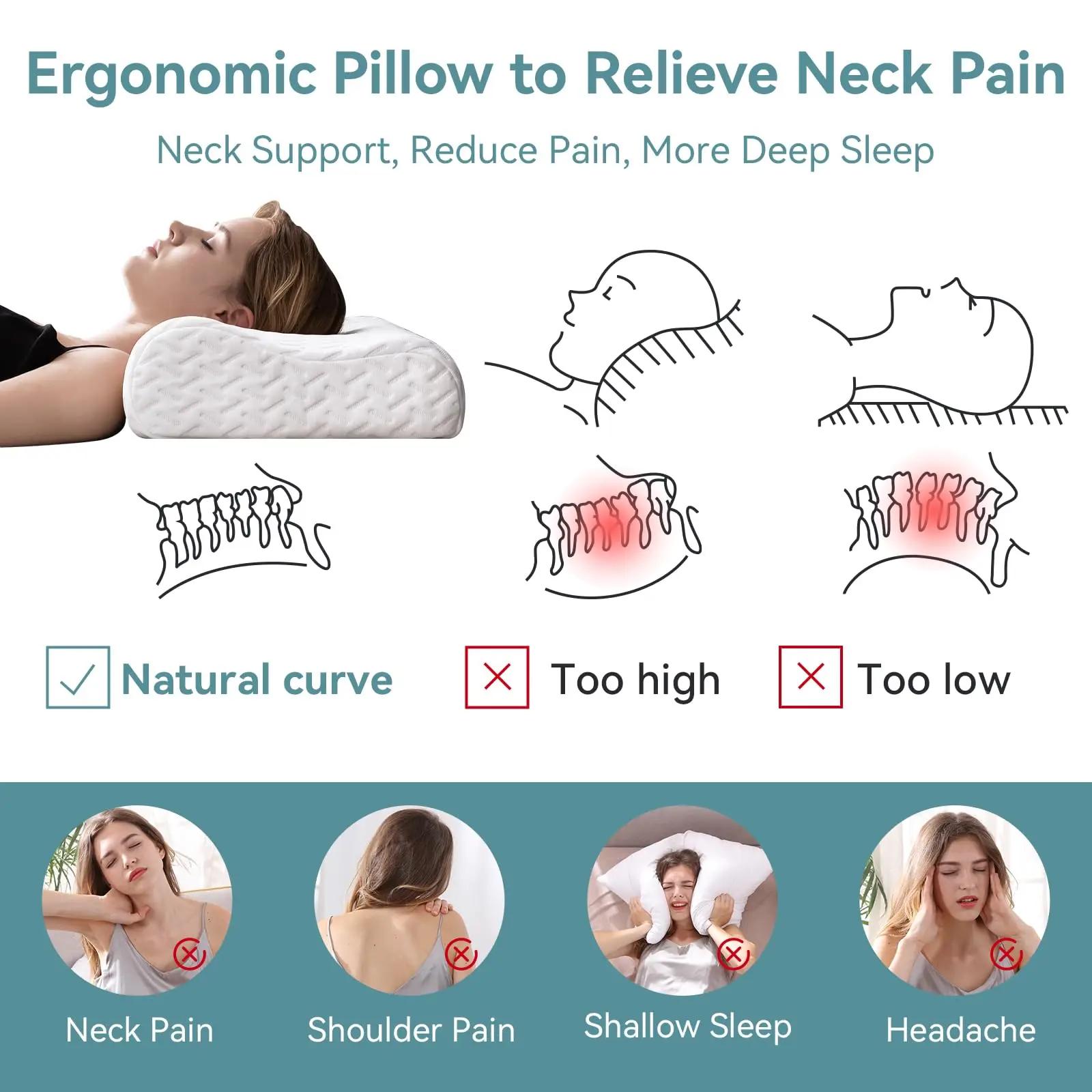 Hcore-Oreiller en mousse à mémoire de forme Ergonom, 1 pièce, pour le cou, les instituts oto, contou