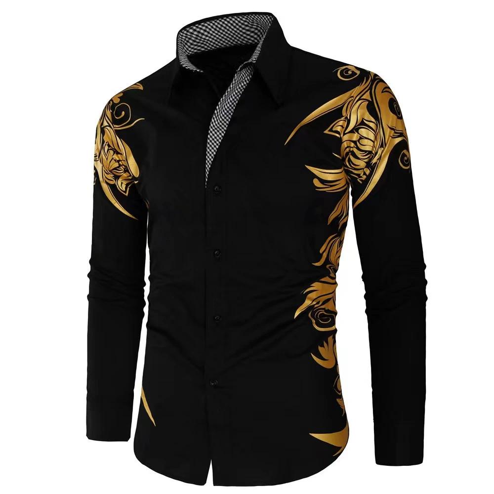 Chemise à manches longues pour hommes, chemise imprimée, mode, décontractée, haute qualité, élégante
