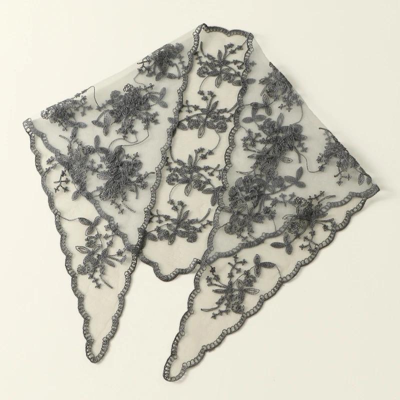 Mode Ins dentelle cheveux écharpe femmes rétro Triangle bandes de cheveux Vintage triangulaire foula
