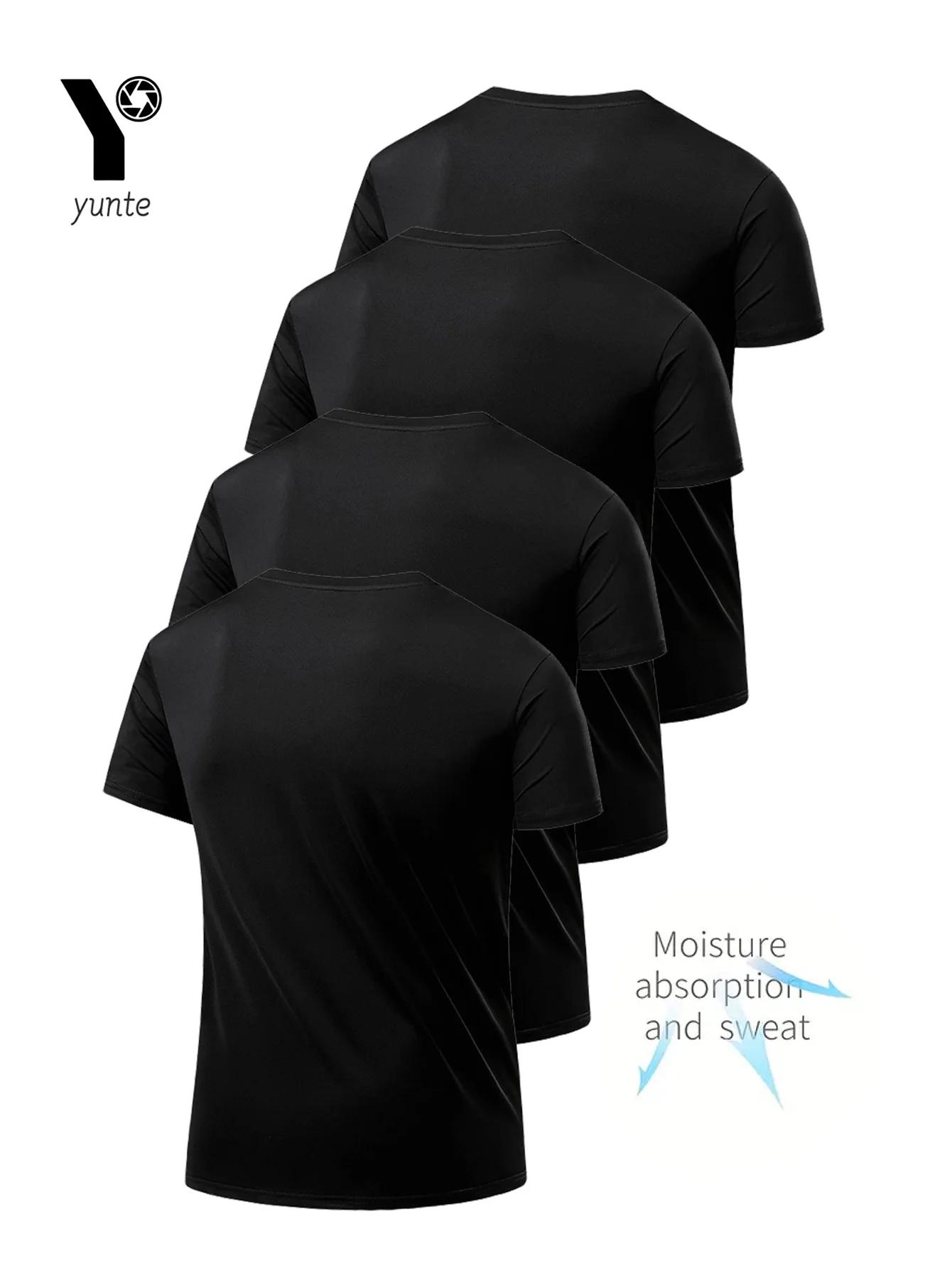 T-shirt col rond noir ultraléger pour hommes, séchage rapide, respirant, absorbant la sueur, adapté