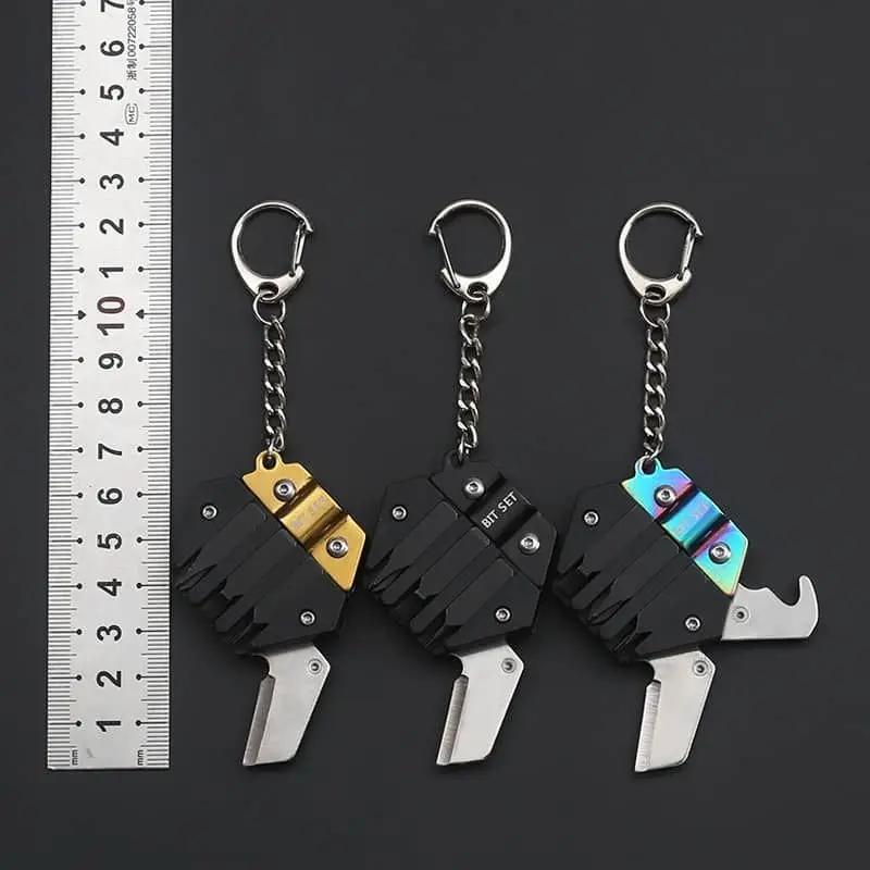 Pièce hexagonale multifonctionnelle pour l'extérieur, outil EDC, couteau à monnaie pliant, porte-clé