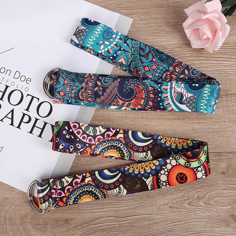 Sangle de Yoga, corde de Fitness, ceinture réglable imprimée colorée, lavable