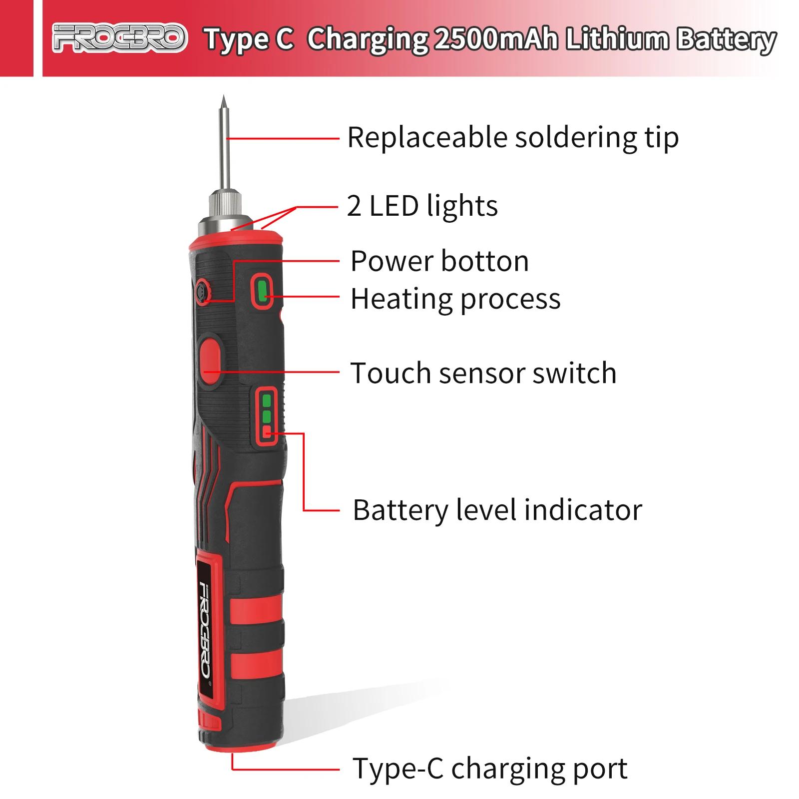 FrogBro – Kit de fer à souder sans fil, batterie Rechargeable 2500mAh, stylo à souder professionnel