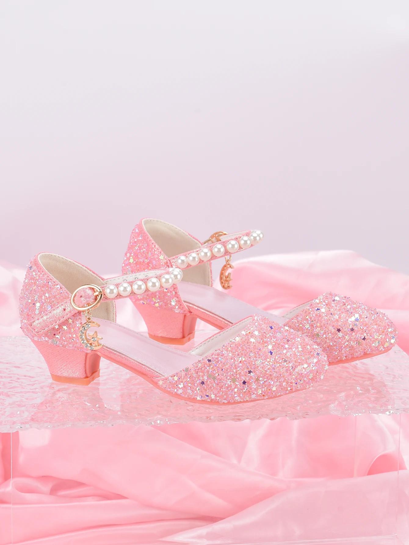 Chaussures à talons hauts de Style princesse pour filles, avec décoration pendentif étoile brillante