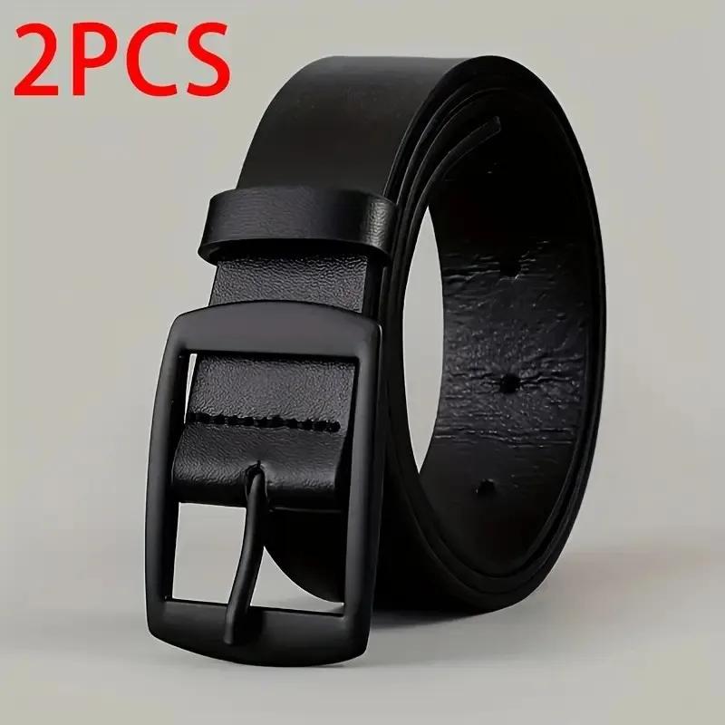 Ceinture de luxe en cuir PU pour hommes, 2 pièces, boucle ardillon en métal, haute qualité, marque c