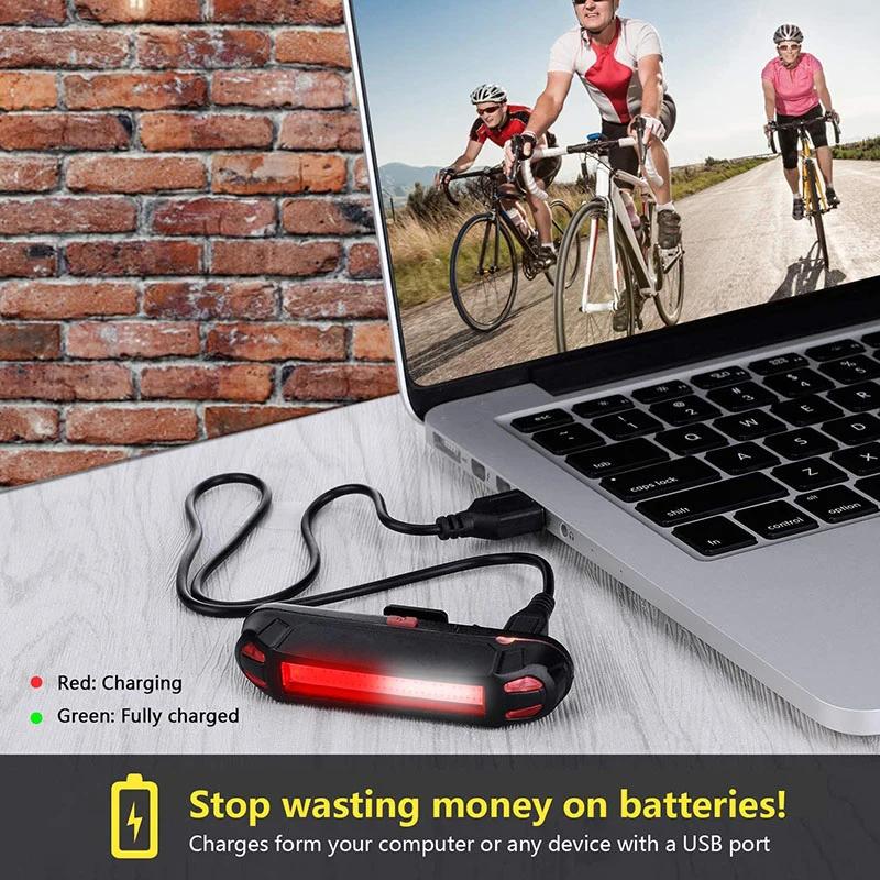 Lumière de frein de vélo Flash Usb Feu arrière Dossier Vélo Télécommande sans fil de sécurité de vél